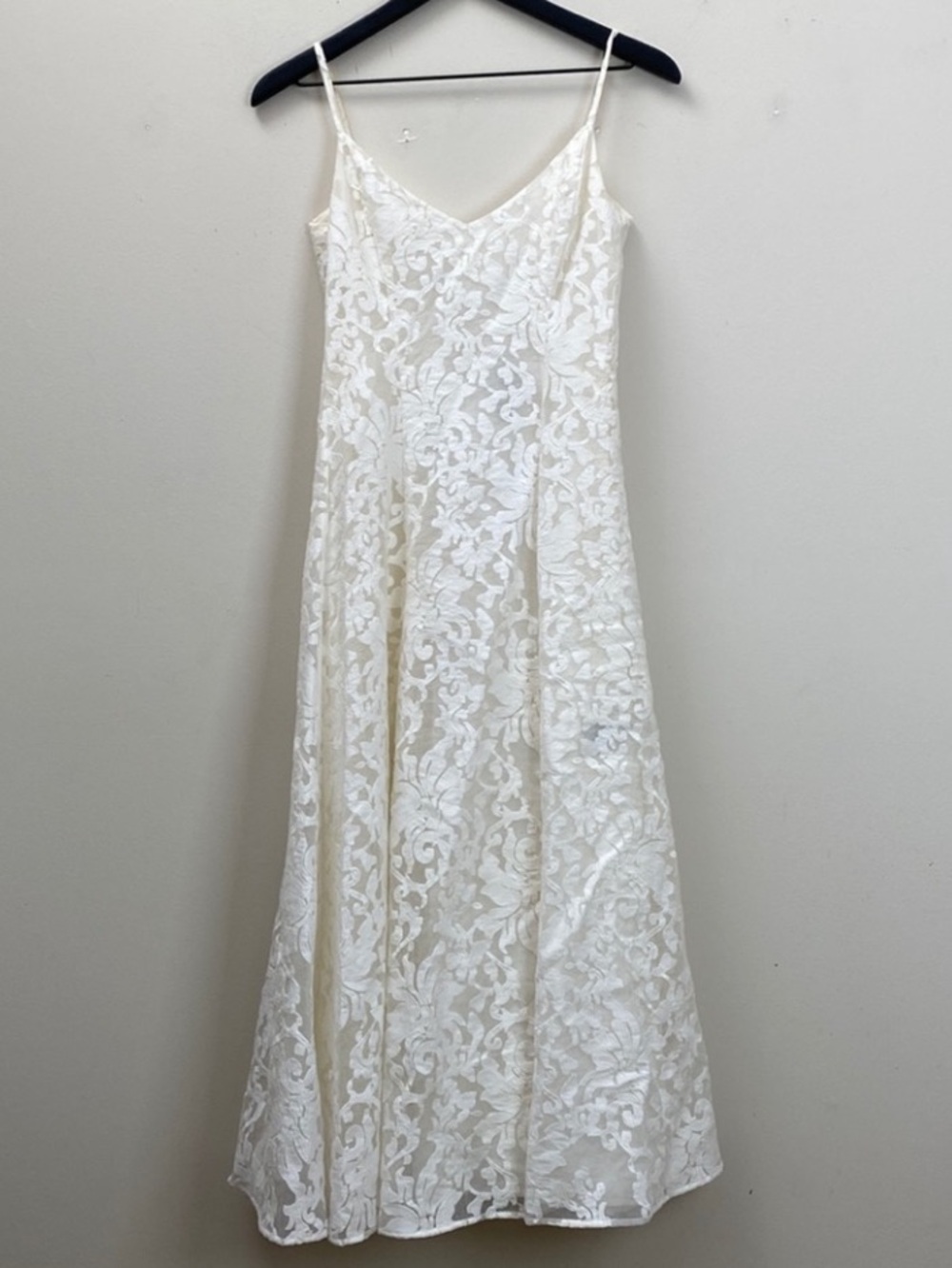 Vera Wang jacquard Lace Spaghetti Strap tea length Dress